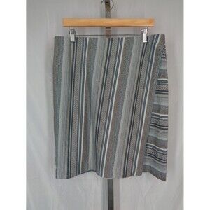 J Jill Blue Stripe Knit Faux Wrap Skirt Size Medium